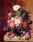 Severin Roesen Canvas Paintings - Floral Still Life